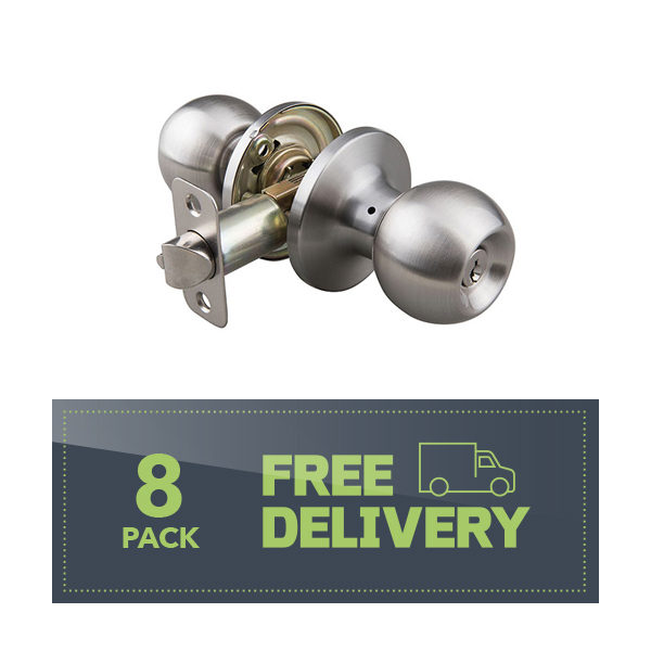 Keyed Entry Round Knob BN 8-pack