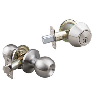 Round Knob COMBO, Keyed Entry & Deadbolt, BN, up to 5 key alike